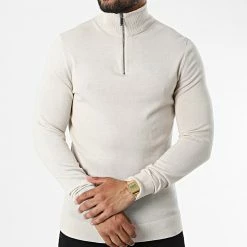 Nouveau ✔️ Sweat Col Montant Zippé Superior Wool 9915 Beige de Calvin Klein 🌟 -Calvin Klein Soldes Magasin calvin klein 324933 K10K109915 ACE 20220630T151145 03