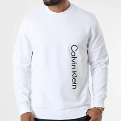 Nouveau 🔥 Sweat Crewneck Off Placement Logo 9688 Blanc de Calvin Klein 😍 -Calvin Klein Soldes Magasin calvin klein 324990 K10K109688 YAF 20220630T150448 03