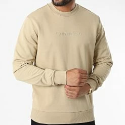 Meilleure affaire 😀 Sweat Crewneck Modern Front Logo 9692 Beige de Calvin Klein 🎁 -Calvin Klein Soldes Magasin calvin klein 325010 K10K109692 PF2 20220630T151413 03
