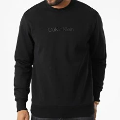 Promo 😉 Sweat Crewneck Modern Front Logo 9692 Noir de Calvin Klein ✨
