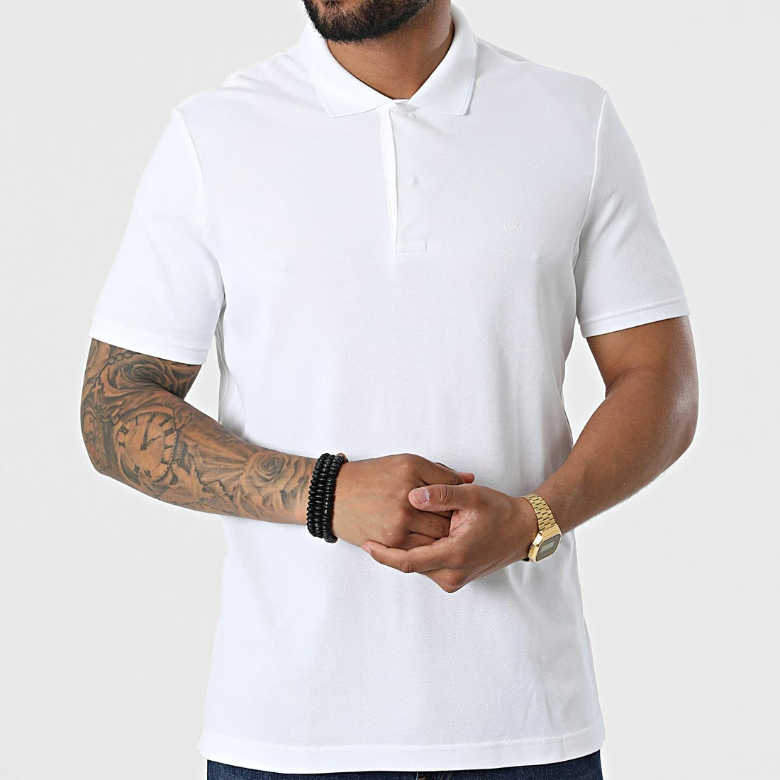 Tout neuf 🤩 Polo Manches Courtes A Bandes Elevated Logo 9558 Blanc de Calvin Klein 🌟 3 Tout neuf 🤩 Polo Manches Courtes A Bandes Elevated Logo 9558 Blanc de Calvin Klein 🌟 – Image 3