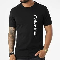 Budget 🥰 Tee 👚 Shirt Off Placement Logo 9738 Noir de Calvin Klein 👏