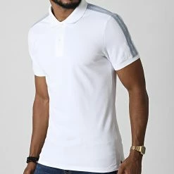 Tout neuf 🎉 Polo Manches Courtes A Bandes 0598 Beige Clair de Calvin Klein 🔔