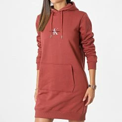 Budget 🔥 Robe Sweat Capuche Femme Monogram 9930 Brique de Calvin Klein 😀 -Calvin Klein Soldes Magasin calvin klein 327385 J20J219930 XLN 20220719T142635 03
