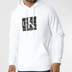 Budget ⌛ Sweat Capuche Scattered Urban Graphic 0846 Blanc de Calvin Klein 🧨