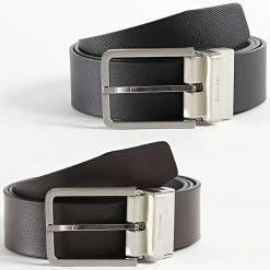Remise 🌟 Ceinture Réversible Adjustable CK Depth 9754 Noir Marron de Calvin Klein 💯