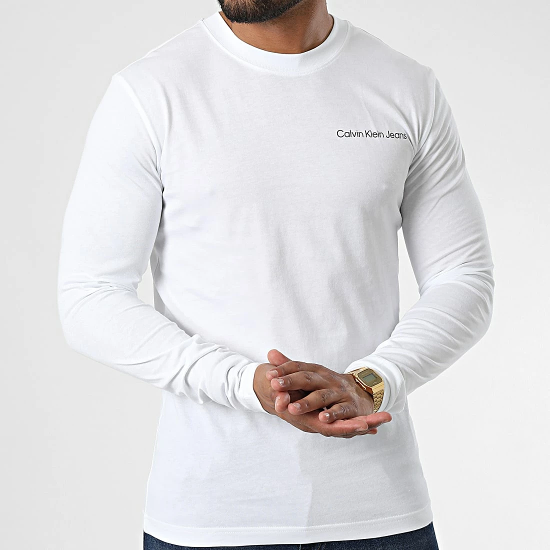 Bon marché 💯 Tee 👚 Shirt Manches Longues 2345 Blanc de Calvin Klein ⭐ 3 Bon marché 💯 Tee 👚 Shirt Manches Longues 2345 Blanc de Calvin Klein ⭐ – Image 3