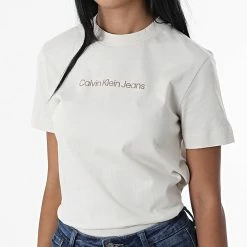 Le moins cher ⌛ Tee 👚 Shirt Femme 9918 Beige de Calvin Klein 🎁 -Calvin Klein Soldes Magasin calvin klein 328309 J20J219918 ACF 20220802T161216 03