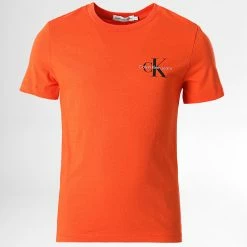 Bon marché ❤️ Tee 👚 Shirt Enfant Chest Monogram 1231 Orange de Calvin Klein ⌛
