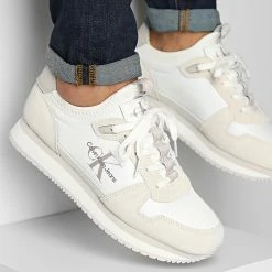 Sortie 😉 Baskets Runner Sock Lace Up 0553 Bright White de Calvin Klein 😀
