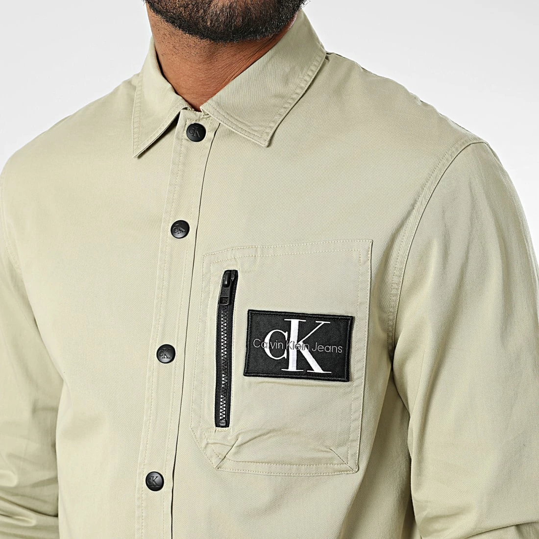 Meilleure vente 🧨 Surchemise 0916 Vert Kaki Clair de Calvin Klein 🎁 2 Meilleure vente 🧨 Surchemise 0916 Vert Kaki Clair de Calvin Klein 🎁 – Image 2