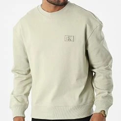 Vente flash ✔️ Sweat Crewneck 1544 Vert Kaki Clair de Calvin Klein 🎉