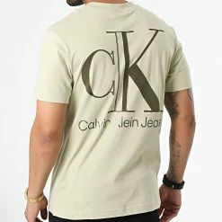 Acheter ✨ Tee 👕 Shirt High Shine CK 0880 Vert Kaki Clair de Calvin Klein 🌟