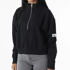 Sortie 👍 Sweat Col Montant Zippé Femme Badge 9652 Noir de Calvin Klein 🥰 6 Sortie 👍 Sweat Col Montant Zippé Femme Badge 9652 Noir de Calvin Klein 🥰 -Calvin Klein Soldes Magasin calvin klein 329765 J20J219652 BEH 20220803T155752 03