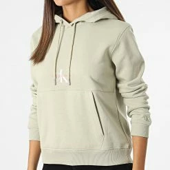 Sortie 😀 Sweat Capuche Femme Monologo 8983 Vert Kaki Clair de Calvin Klein ❤️ -Calvin Klein Soldes Magasin calvin klein 329771 J20J218983 RB8 20220808T161425 03