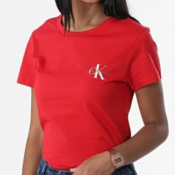 Meilleure vente 👏 Lot De 2 Tee 👚 Shirts Femme 9734 Blanc Rouge de Calvin Klein ✔️ -Calvin Klein Soldes Magasin calvin klein 329866 J20J219734 XL6 20220802T160826 05