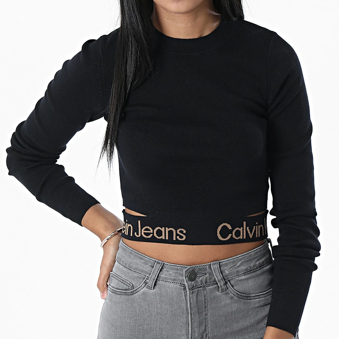 Grosses soldes 🌟 Sweat Crewneck Femme Waist Logo Intarsia 9787 Noir de Calvin Klein 😍 1 Grosses soldes 🌟 Sweat Crewneck Femme Waist Logo Intarsia 9787 Noir de Calvin Klein 😍