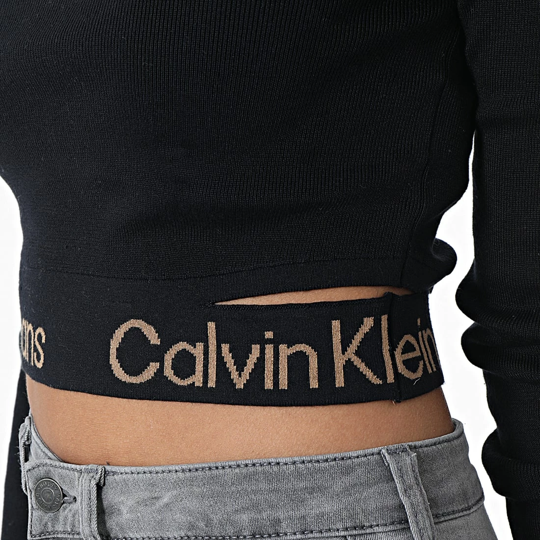 Grosses soldes 🌟 Sweat Crewneck Femme Waist Logo Intarsia 9787 Noir de Calvin Klein 😍 2 Grosses soldes 🌟 Sweat Crewneck Femme Waist Logo Intarsia 9787 Noir de Calvin Klein 😍 – Image 2