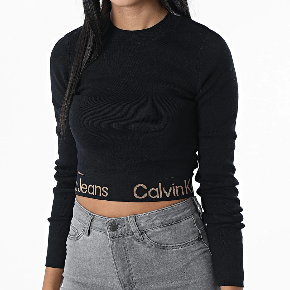 Grosses soldes 🌟 Sweat Crewneck Femme Waist Logo Intarsia 9787 Noir de Calvin Klein 😍 3 Grosses soldes 🌟 Sweat Crewneck Femme Waist Logo Intarsia 9787 Noir de Calvin Klein 😍 – Image 3