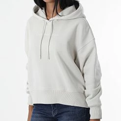 Meilleure affaire ✔️ Sweat Capuche Femme Shrunken Institution 9910 Beige de Calvin Klein ⭐ -Calvin Klein Soldes Magasin calvin klein 329882 J20J219910 ACF 20220802T161024 03