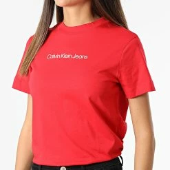 Tout neuf ✨ Tee 👚 Shirt Femme 9918 Rouge de Calvin Klein 🎉 -Calvin Klein Soldes Magasin calvin klein 330767 J20J219918 XL6 20220823T142602 03