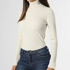Offres 😉 Pull Col Roulé Femme 9779 Beige de Calvin Klein 😀 -Calvin Klein Soldes Magasin calvin klein 331205 J20J219779 ACF 20220819T140004 03