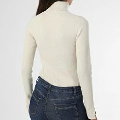 Offres 😉 Pull Col Roulé Femme 9779 Beige de Calvin Klein 😀 -Calvin Klein Soldes Magasin calvin klein 331205 J20J219779 ACF 20220819T140005 04