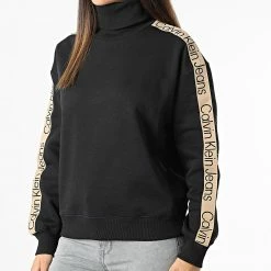 Top 10 👏 Sweat Col Roulé Femme A Bandes Tape 9753 Noir de Calvin Klein 😉 -Calvin Klein Soldes Magasin calvin klein 331573 J20J219753 BEH 20220823T145308 03