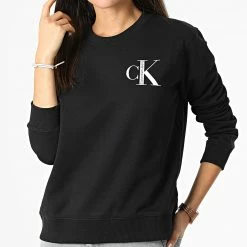 Vente flash 🔥 Sweat Crewneck Femme 0477 Noir de Calvin Klein 😀