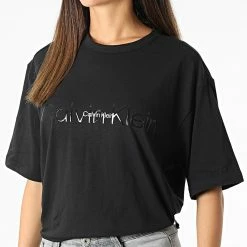 Tout neuf 😀 Tee 👚 Shirt Femme QS6898E Noir de Calvin Klein 🤩