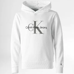 Budget 😉 Sweat Capuche Enfant Monogram 0337 Blanc de Calvin Klein 🤩