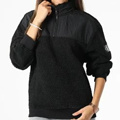 Offres 💯 Sweat Col Zippé Femme Fourrure 2196 Noir de Calvin Klein ⌛