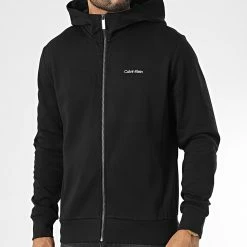 Meilleur prix 😀 Veste Zippée Capuche Micro Logo Repreve 9697 Noir de Calvin Klein ❤️