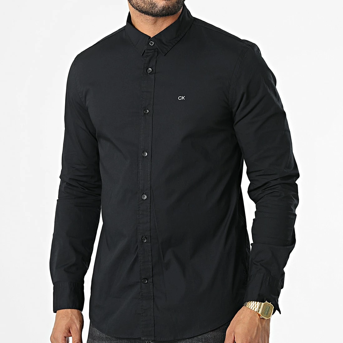 Sortie 🔥 Chemise Manches Longues Stretch Poplin 0856 Noir de Calvin Klein 🎁 1 Sortie 🔥 Chemise Manches Longues Stretch Poplin 0856 Noir de Calvin Klein 🎁