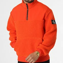 Tout neuf 👏 Sweat Col Zippé Fourrure 2196 Orange de Calvin Klein 😉