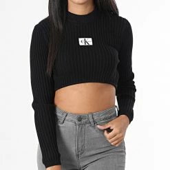 Budget 🔥 Pull Crop Femme 9648 Noir de Calvin Klein 🎁 -Calvin Klein Soldes Magasin calvin klein 333496 J20J219648 BEH 20220905T155135 03