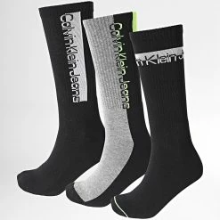 Remise ✔️ Lot De 3 Paires De Chaussettes 701218735 Noir Gris Chiné de Calvin Klein ✨