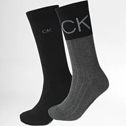 Acheter 🧨 Lot De 2 Paires De Chaussettes 701219839 Noir Gris Anthracite Chiné de Calvin Klein 😍