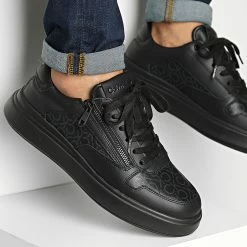 Bon marché ✔️ Baskets Low Top Lace Up Zip 0739 Black de Calvin Klein 😍