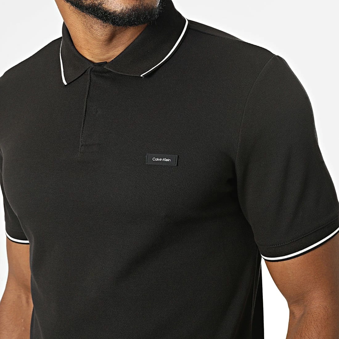 Coupon 🥰 Polo A Manches Courtes Stretch Pique Tipping 0596 Noir de Calvin Klein ❤️ 2 Coupon 🥰 Polo A Manches Courtes Stretch Pique Tipping 0596 Noir de Calvin Klein ❤️ – Image 2