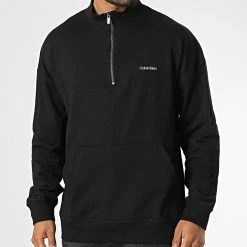 Remise ❤️ Sweat Col Zippé NM2299E Noir de Calvin Klein 😉