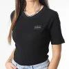 Budget 🔔 Tee 👕 Shirt Crop Femme 9895 Noir de Calvin Klein 👍
