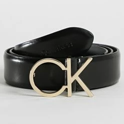 Remise 👏 Ceinture Re-Lock CK Logo 0157 Noir Doré de Calvin Klein 🌟