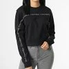 Bon marché ✔️ Sweat Crewneck A Bandes Femme Crop GWF2W300 Noir de Calvin Klein ⭐