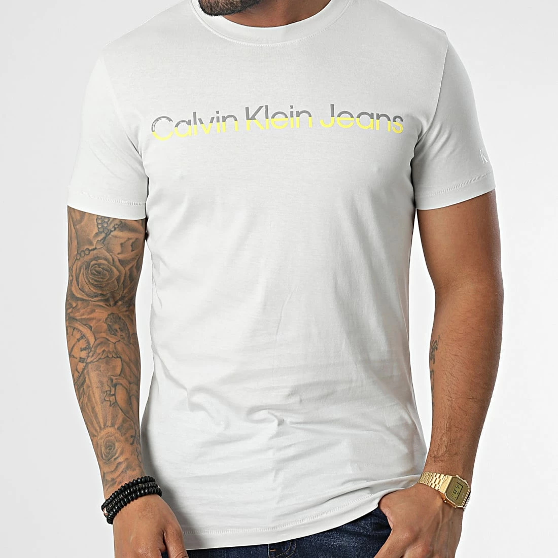 Meilleur prix 🛒 Tee 👕 Shirt Mixed Institutional 0878 Gris Clair de Calvin Klein ✔️ 1 Meilleur prix 🛒 Tee 👕 Shirt Mixed Institutional 0878 Gris Clair de Calvin Klein ✔️