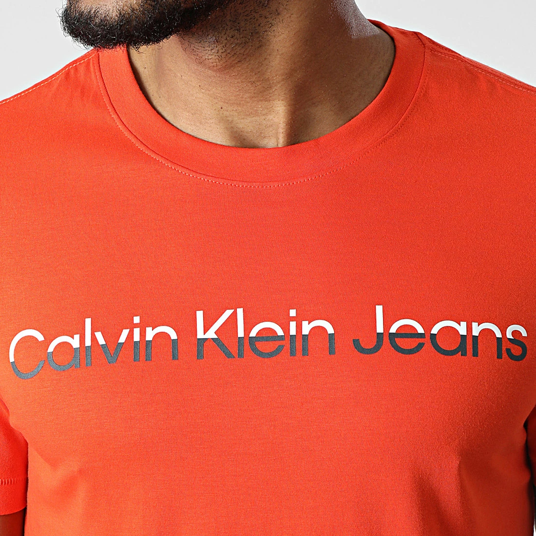 Remise 🔔 Tee 👕 Shirt Mixed Institutional 0878 Orange de Calvin Klein 😍 2 Remise 🔔 Tee 👕 Shirt Mixed Institutional 0878 Orange de Calvin Klein 😍 – Image 2