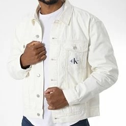 Nouveau 🧨 Veste Jean Regular 90s 1268 Beige de Calvin Klein ❤️