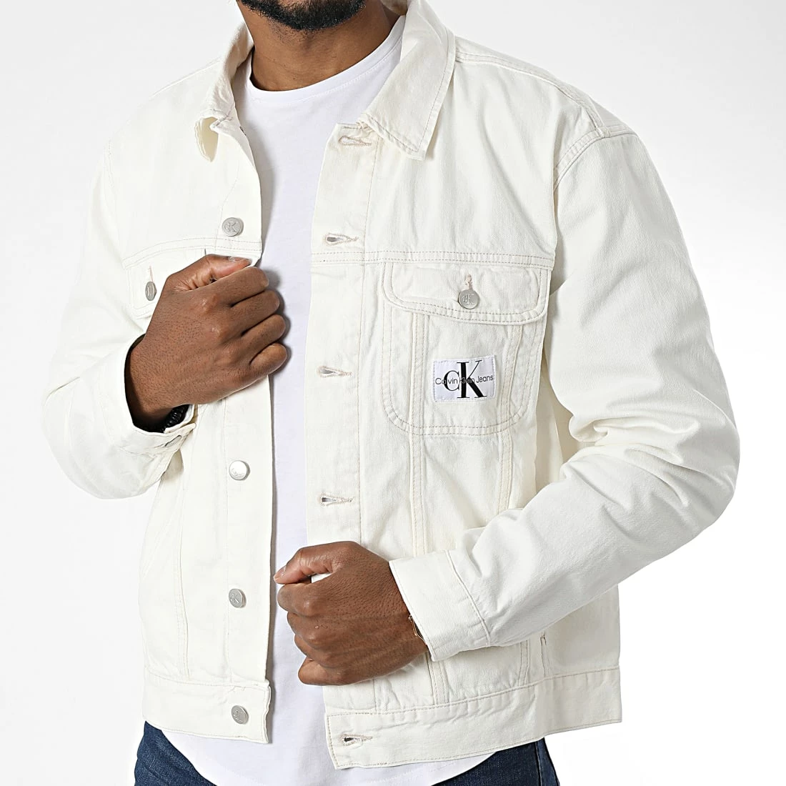 Nouveau 🧨 Veste Jean Regular 90s 1268 Beige de Calvin Klein ❤️ 1 Nouveau 🧨 Veste Jean Regular 90s 1268 Beige de Calvin Klein ❤️