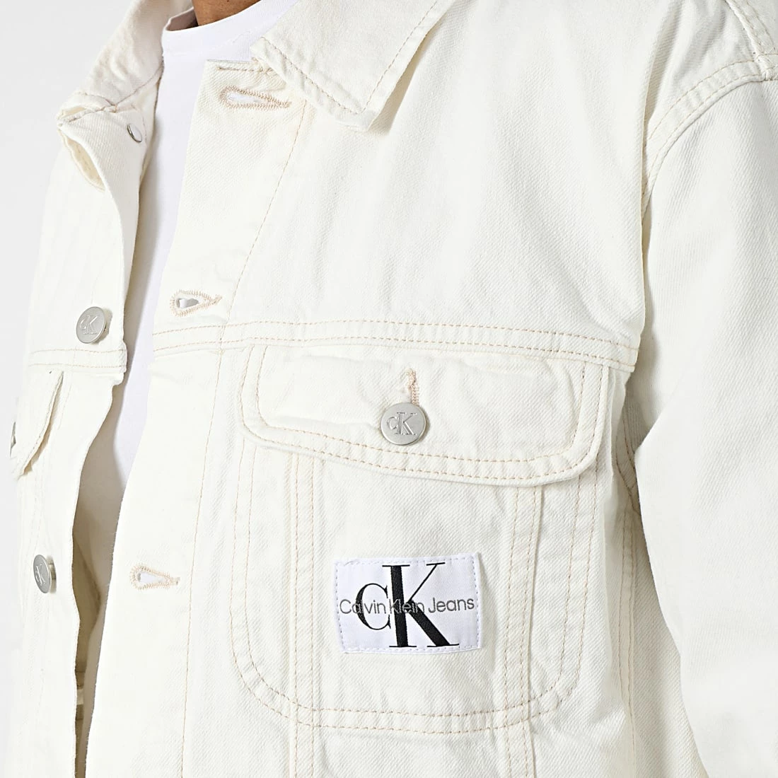 Nouveau 🧨 Veste Jean Regular 90s 1268 Beige de Calvin Klein ❤️ 2 Nouveau 🧨 Veste Jean Regular 90s 1268 Beige de Calvin Klein ❤️ – Image 2