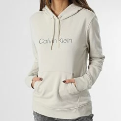 Nouveau 😉 Sweat Capuche Femme GWS2W311 Beige de Calvin Klein 💯